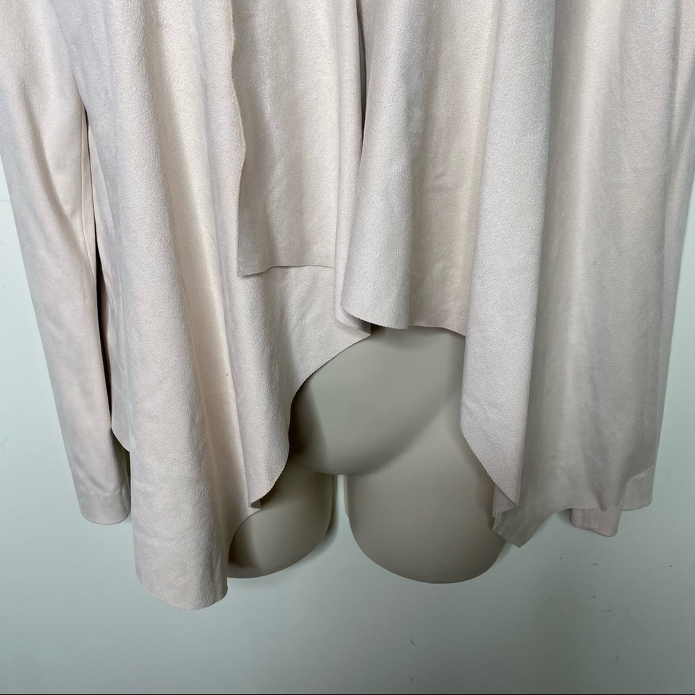 Zara Basic Open Front Drape Jacket Faux Suede Cre… - image 4